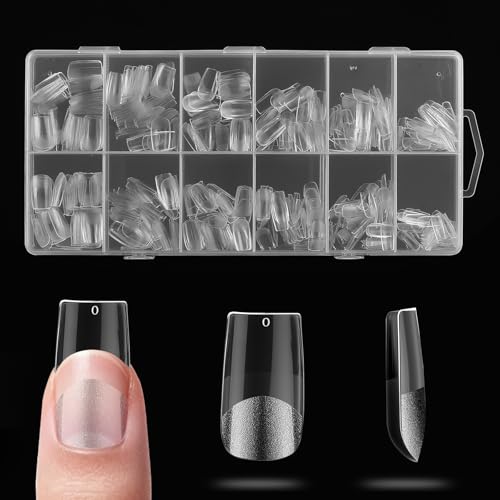 600 Pcs Tips Uñas Postizas Cuadradas, uUñas Press on Nails, Puntas de Uñas de Gel para Extensiones de Gel, Uso en Casa y Salón (12 Tamaños, Cuadradas B)