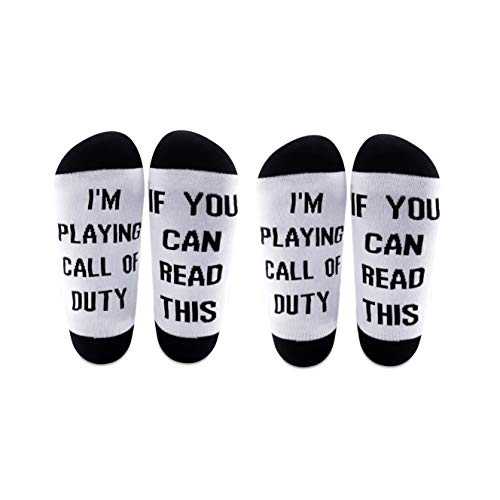 LEVLO Call Of Duty Lover Gift Video Games Socks Mens Cotton Elastic Comfortable Unisex Socks for Call Of Duty Gamers (2 Pairs/Set- Mid Calf - 3)