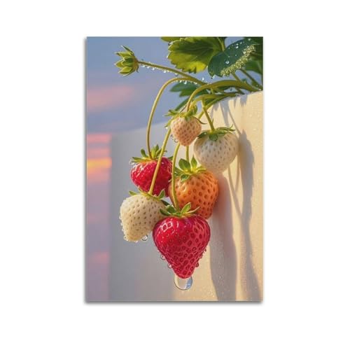 Tableau moderne bouquet de fraises colorées pour illuminer la cuisine