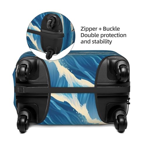 Blue Ocean Wavy Seascape Print Fashionable Suitcase Cover Personalized Luggage Protector for Travel and Business4