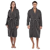 Aspecto suave y clásico. Casabella - Albornoz de rizo de 500 g/m², 100 % algodón, con cuello esmoquin, unisex, algodón, Gris, L/XL