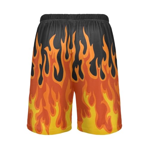 Laprad Men's Pajama Shorts Lounge Sleep Shorts Soft Pajamas Bottoms Fire Flame with Pockets & Drawstring3