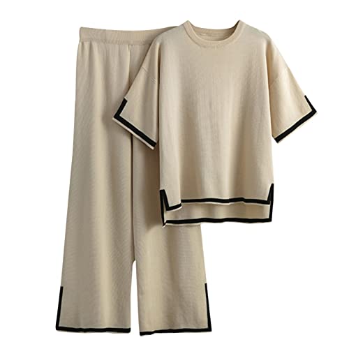 IQYU Freizeitanzug Damen Sommer Jogginganzug Lang Beine Breit Sommerhose +...