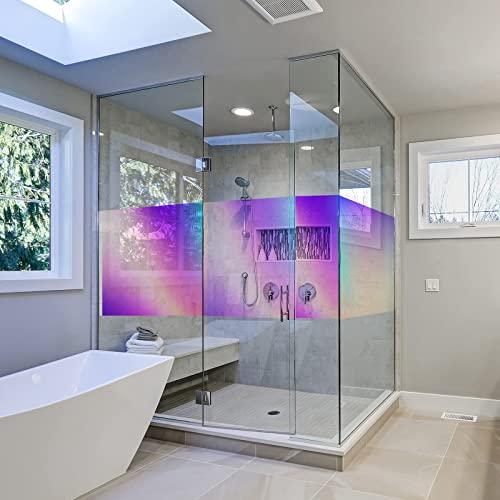 Holographic Clear Window Film Iridescent Window Dichroic Film Decorative Glass Sticker Self-Adhesive Iridescent Cellophane Roll 16 X 100 Inches #TOP6