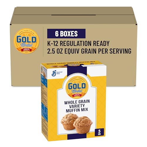 Gold Medal Whole Grain Variety Muffin Mix, 5 Lb Box (Pack of 6)