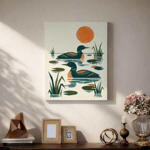 Cuadro de estanque de patos abstracto, decoración moderna en lienzo para dormitorio 5