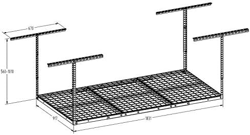 SG36B Heavy Duty Steel Ceiling Shelving Unit 200kg Black 183cm x 91cm