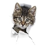 fublousRR5 3D Cute Cat Toilet Lid Sticker Mural Decal Break Through Wall Decal Peel and Stick...