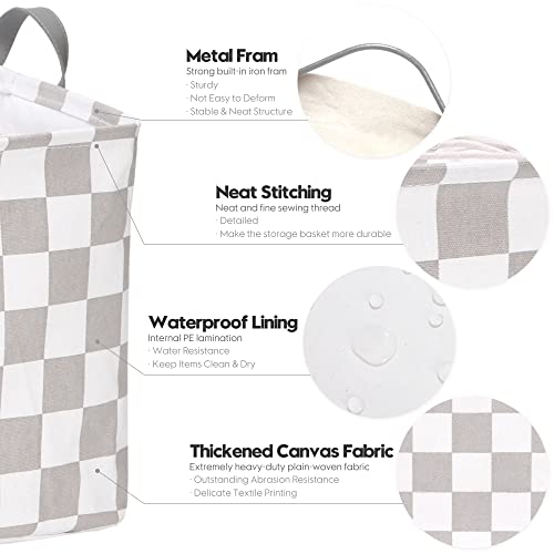 Hinwo Extra Large Canvas Fabric Storage Basket With Handles, 70L/18.5-Gal Oversized Bin, Collapsible Storage Box, Clothes, Toys, Blankets Organizer, 22 X 15 X 13 Inches (Xl, Grey Checkerboard) #TOP4