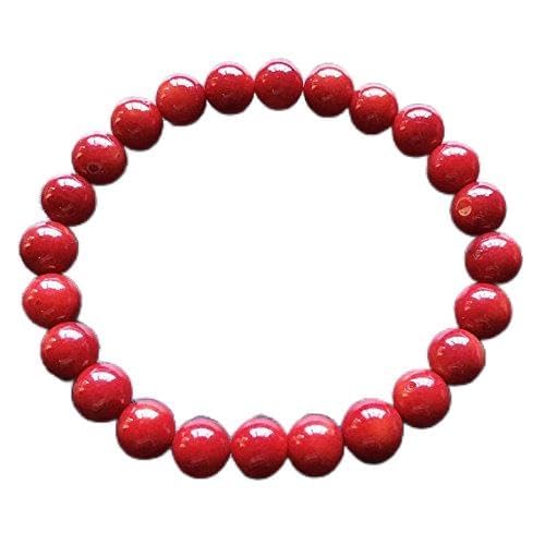 AAA++ Rare Quality Red Coral Bracelet Stretch Fit 8mm Beads Code- WAR10936