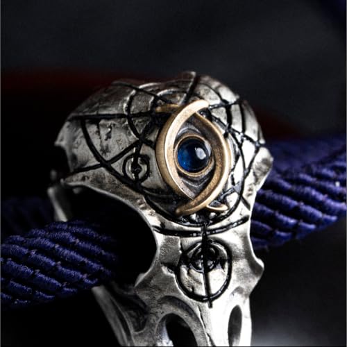 COPPERTIST.WU Three-Eyed Raven Rope Bracelet – Gothic Raven Bracelet with Gem, Milan or Braided Cord Adjustable for Men Women 20 Colours M/L3