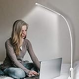 HKYL Stehlampe Dimmbar, Hohe Lampe Mit Fernbedienung, Wohnzimmerlampe Touch, Stehlampe Flexibler Schwanenhals, 5 Farbtemperaturen, Leselicht-Timer, Fü