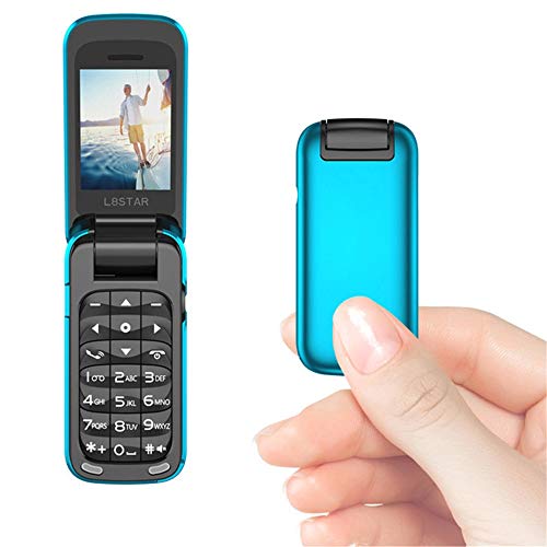 L8star BM60 Mini Flip Mobile Phone SIM TF Card MP3 FM Radio Magic Voice Changer Bluetooth Dial 3.5 Oortelefoon Jack Music Cell Phone (blauw)