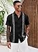 Runcati Mens Cuban Guayabera Shirts Short Sleeve Button Down Casual Summer Beach Wedding Embroidered Linen Tops Black