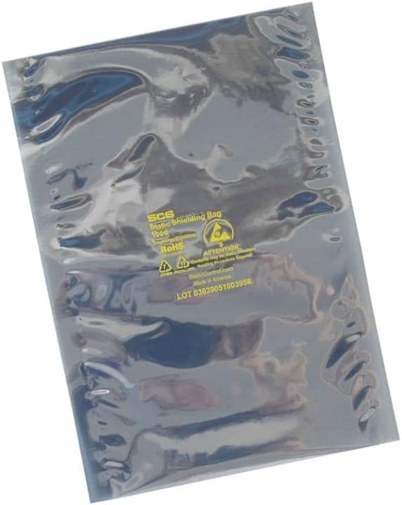 SCS 100810 Transparent Metal-In Static Shielding Bag - Open Top (8Inch x 10Inch), 100/Container.