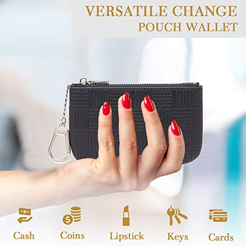 Daisy Rose Keychain Pouch & Coin Purse With Clasp, Luxury Pu Vegan Leather - Black Check #TOP5