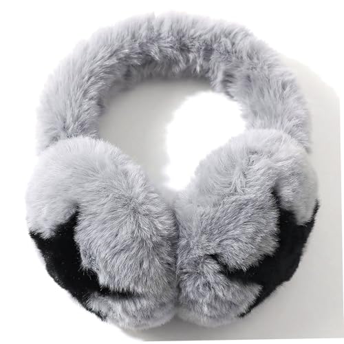 Orejeras de invierno negras con estrellas y diseño peludo plegable 6