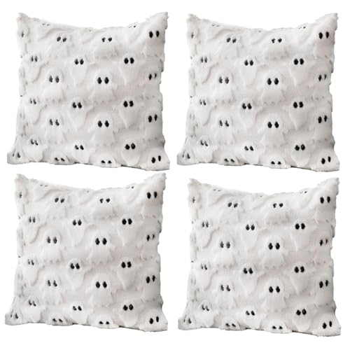 Halloween Faux Fur Pillow Covers - Fluffy Plush Home Decor Set