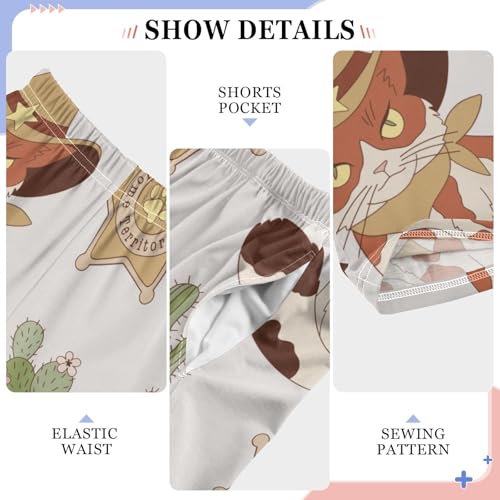 Western Cat Boys Pants Boys Athletic Pants Long Pant for Boywith Pockets Wide-Leg Size 6-14Y4