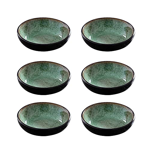 Colias Wing Round Porcelain Side Dish Bowl Seasoning Dishes Soy Dipping Sauce Dishes-Blue/Red/Green/Orange(Set of 6)