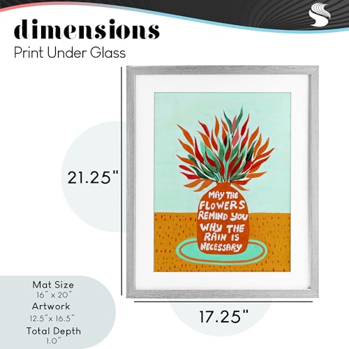 Affiche Flowers Remind Rain Is Necessary sous verre cadre gris salon 53x43cm