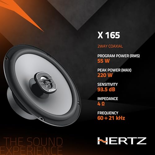 Hertz X 165 – Altavoz coaxial de 2 vías de 165 mm con Tweeter Pei y woofer de Papel tratado para integración OEM, 60 W RMS - imagen 5
