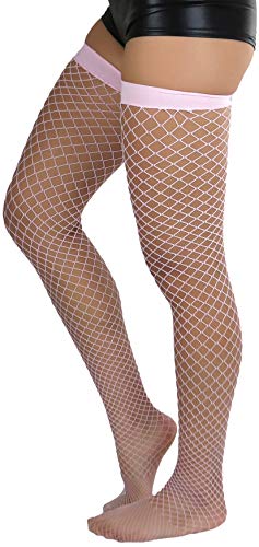 Image of ToBeInStyle Women's Vibrant Large Net Fishnet Thigh High Elastic Nylon Novelty Stockings