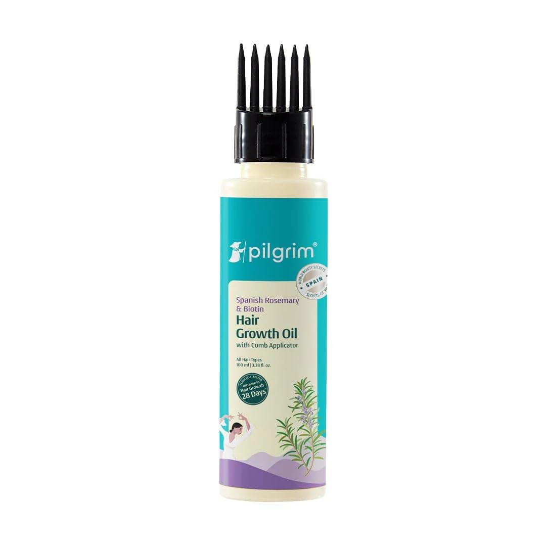 Pilgrim Spanish Rosemary & Biotin HairGrowth Oil to Control Hair Fall & Strengthens Hair 100ml | Rosemary essential oil for hairgrowth | Reduces Hairfall | Strengthens Hair I For Women and Men