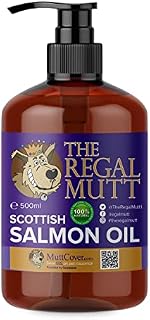 The Regal Mutt - Scottish Salmon Oil For Dogs, Cats, Horses, Ferrets & Pets - 100% Pure Premium Food Grade - Natural Omega 3, 6 & 9 Supplement - Promotes Coat, Skin, Joint and Brain Health (500 ml)