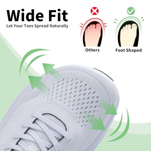 PERSOUL Mens Running Shoes Wide Toe Box Athletic Tennis Sneakers Arch Support Orthotic Walking Shoes Width Fashion Sneaker Gym Workout Casual for Foot Pain Relief, Size 8-132