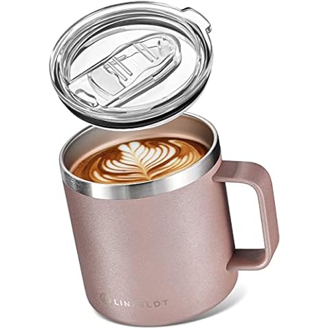LINFELDT® Das Original Thermobecher mit Henkel - TOP KAFFEEBECHER THERMO | Kaffeebecher to go Thermo - Coffee to go Becher | Kaffeebecher mit Deckel Cover