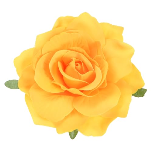 Broche floral para cabello amarillo de 11 cm miniatura 1