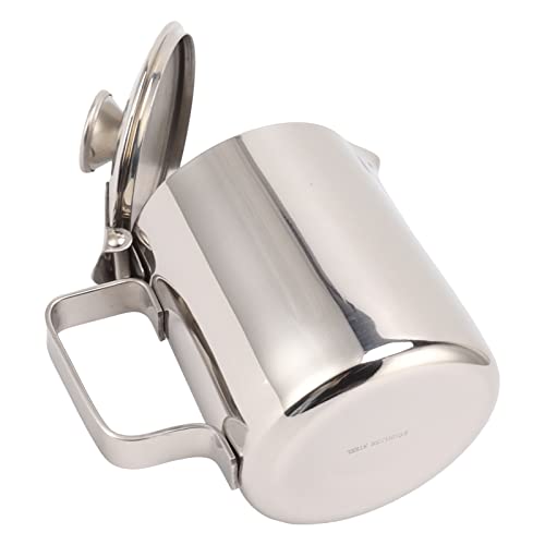Jarra para espumar leche de acero inoxidable con tapa para espuma de café capuchino 4