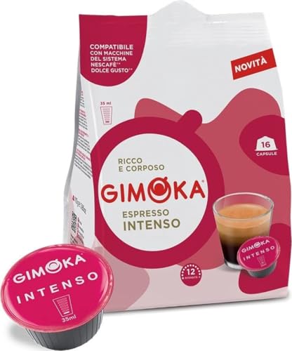 Gimoka Mezcla de Café Espresso Intenso, intensidad 12-64 Cápsulas - Compatibles con Máquinas de Café Nescafè* Dolce Gusto* - Producido en Italia - 4 paquetes de 16