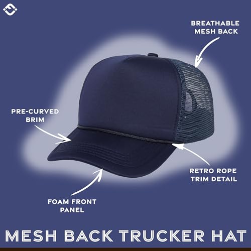 Image of Funky Junque Blank Mesh Foam Lightweight Snapback Trucker Hat | Lightweight Foam Trucker Hat with Breathable Mesh Back, Golf Beach and Street Style, Trendy Trucker Hats for Men