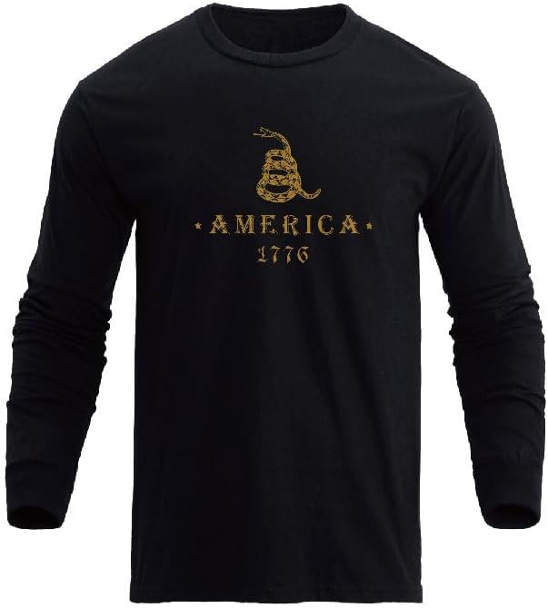 H HYFOL Men's Graphic T-Shirts USA Flag Cotton Long Sleeve American Patriotic Crewneck Regular Tee Shirts