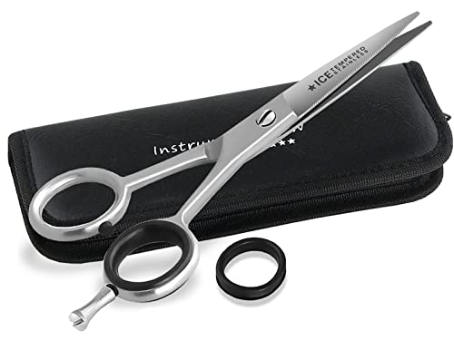 Hochwertige Bartschere Mikroverzahnung 4,5 Zoll Friseurschere Haarschere mit edlem Aufbewahrungs-Etui rostfreier Qualitätsstahl