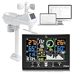 Urageuxy 7-in-1 Profi Wetterstation mit Regenmesser und Windmesser, Wetterstation Funk mit Außensensor 7.6 Zoll Display, DCF-Uhr, Datensoftware, Innen-/Außenthermometer, Hygrometer, Luftdruck, Wetter