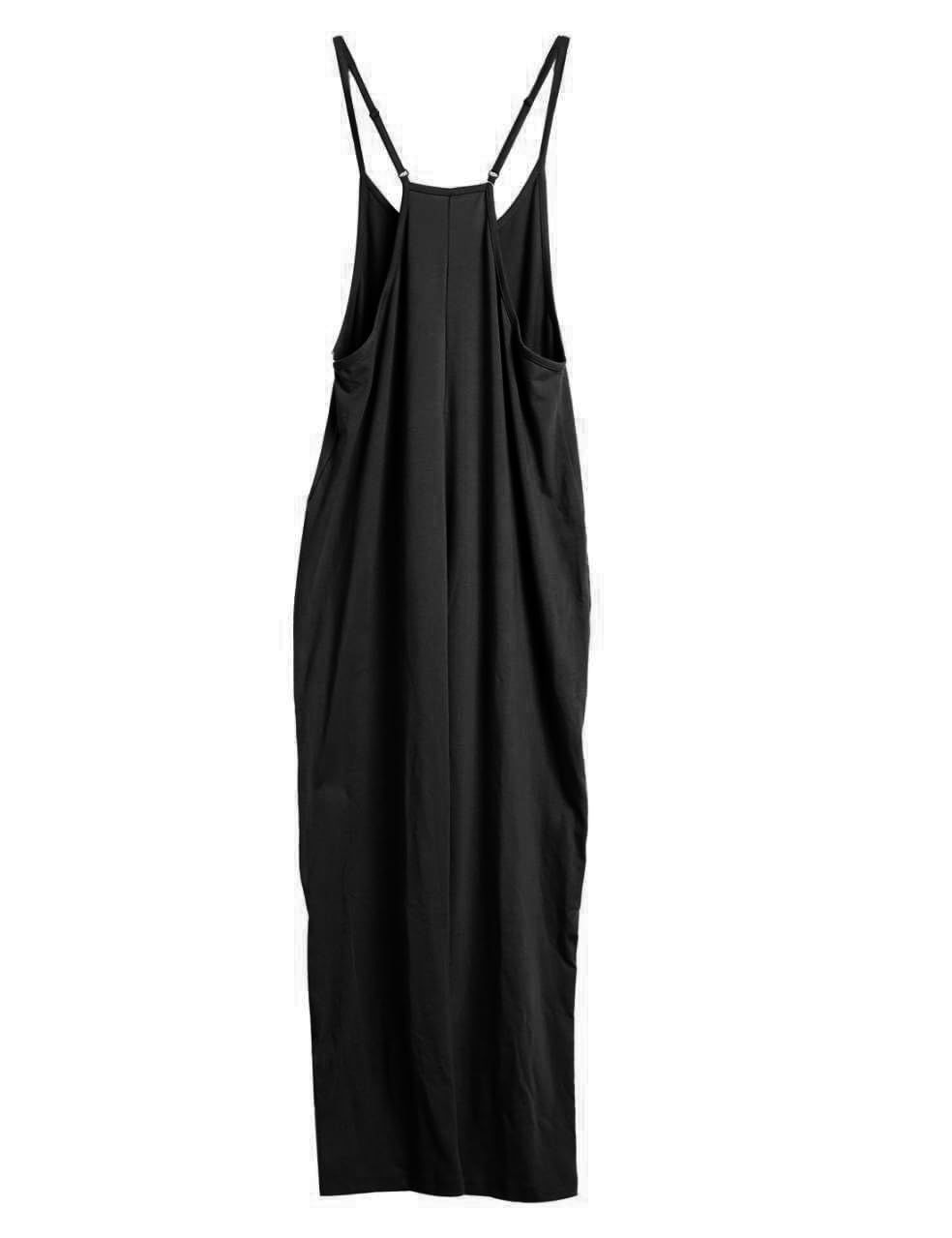 AedcealWomen's Loose V Neck Sleeveless Jumpsuits Adjustable Straps Harem Long Pants Overalls with Pockets, Black, XX-Large