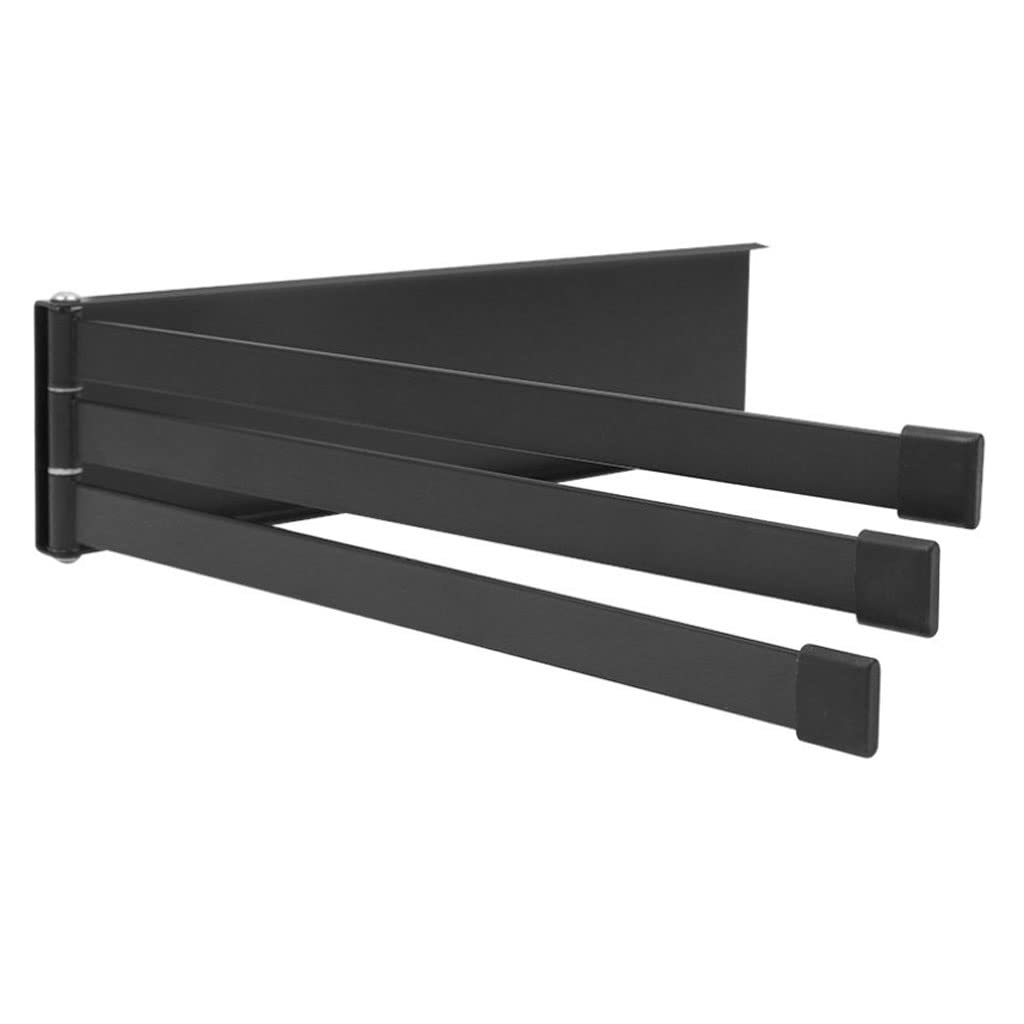 FGXHHS Towel Rail Shelf Rotating Bar Folding Iron Rack Bathroom Punch-Free Holder Storage Home Organizer (Blue : A-black)