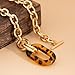 PLOUTOS Chunky Gold Paperclip Chain Toggle Necklace for Women With Tortoiseshell Resin Oval Pendant Statement Collarbone Jewelry Gift For Fashion Women (Gold)