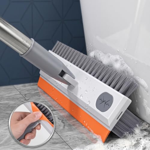 Image of Bathroom Cleaning Brush with Wiper - Long Handle 180 Rotate Toilet Brush, Tiles Cleaning, Floor for Kitchen and Bathroom Accessories 3 in 1 Tile Brush