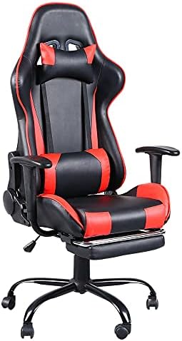Gaming Chair, Gaming Chair with Footrest, Ergonomic Desk Chair, Adjustable PC Gamer Chair for Adults, Black & Purple