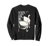 Weiße chinesische Gänse schwimmend im Schilf Asien Schwäne Sweatshirt