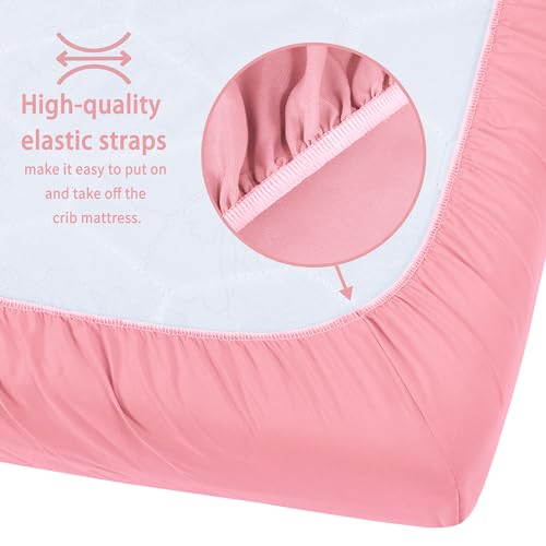 Pack and Play Sheets Fitted, 2 Pack Pack n Play Sheets for Graco Pack n Play Mattress, Unisex Playard Sheets for Boys Girls (Love & Pink, 38 X 26 Inch)
