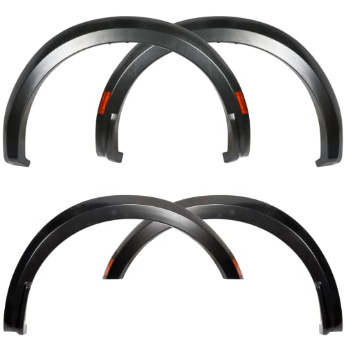 IKON MOTORSPORTS, Fender Flares Compatible With 2021-2022 Ford F150, R Style Wheel Cover Fender Trim Mud Guards 4PC Set Matte Black PP Injection