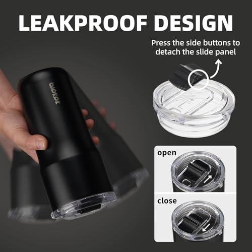 Image of BJPKPK 20oz Spill Proof Coffee Tumbler, Insulated Stainless Steel Cup | Double Wall Vacuum, Leakproof Lid, Keeps Hot /Cold /Iced, BPA Free, Dishwasher Safe, Cupholder, Travel, Black