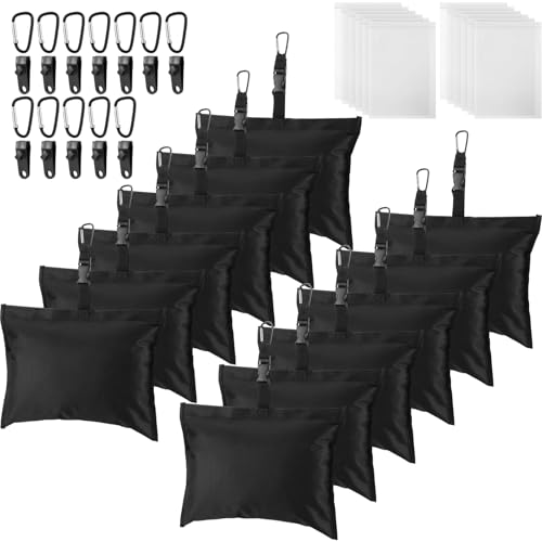 Soulchen 12 Pack Sand Bag for Boat Covers Sandbag Mooring Kit Tear-Resistant Weight Sandbag Windproof Weighted Sand Bag Tarp Weight with Carabiner and Tarp Clip Accessories