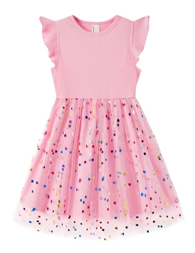 PATPAT Toddler Girls Tulle Dress Tutu Birthday Princess Dresses Formal Photo Shoot Outfit Summer Clothes 5-6 Years