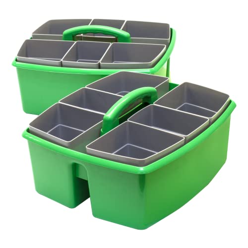 Image of Storex Large Classroom Craft Caddy with Cups, 13 x 11 x 6.575 Inches, Green, Case of 2 (00983A02C)
